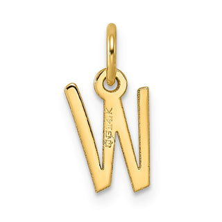 14k Yellow Gold Small Slanted Block Initial W Charm