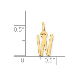 14k Yellow Gold Small Slanted Block Initial W Charm