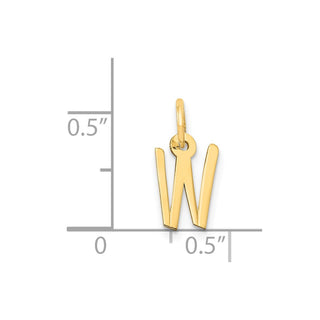 14k Yellow Gold Small Slanted Block Initial W Charm