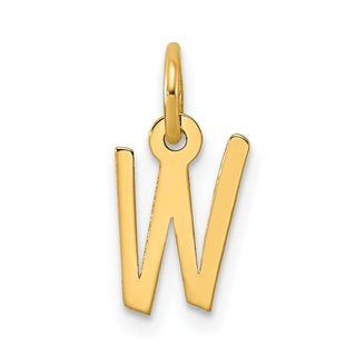 14k Yellow Gold Small Slanted Block Initial W Charm