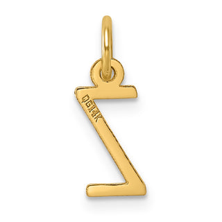 14k Yellow Gold Small Slanted Block Letter Z Initial Charm