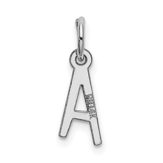 14K White Gold Small Slanted Block Initial A Charm