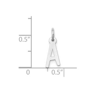 14K White Gold Small Slanted Block Initial A Charm