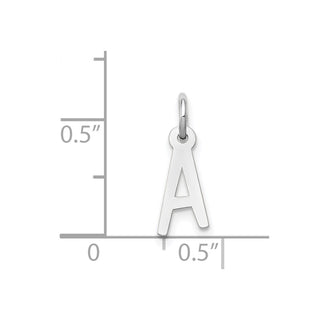 14K White Gold Small Slanted Block Initial A Charm
