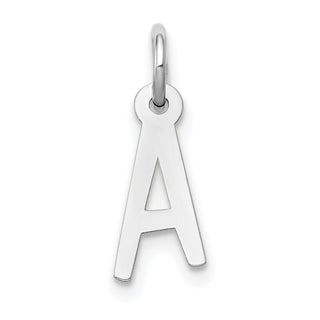 14K White Gold Small Slanted Block Initial A Charm