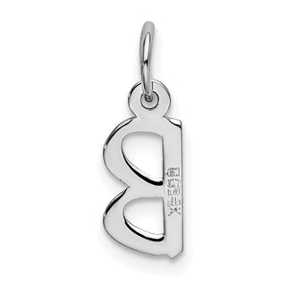 14K White Gold Small Slanted Block Initial B Charm