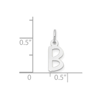 14K White Gold Small Slanted Block Initial B Charm