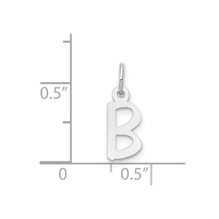 14K White Gold Small Slanted Block Initial B Charm