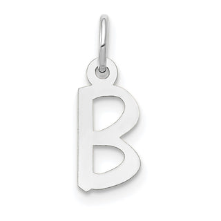 14K White Gold Small Slanted Block Initial B Charm