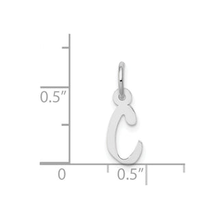 14K White Gold Small Slanted Block Initial C Charm