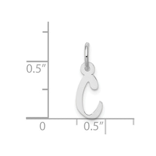 14K White Gold Small Slanted Block Initial C Charm