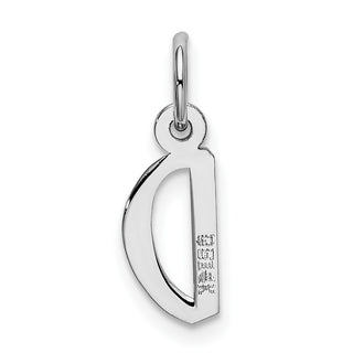 14K White Gold Small Slanted Block Initial D Charm