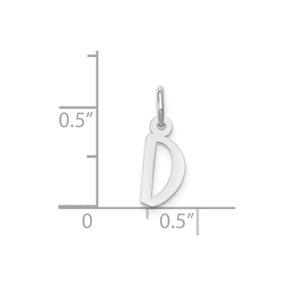 14K White Gold Small Slanted Block Initial D Charm