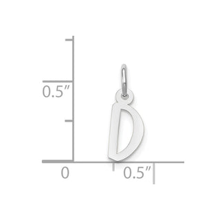 14K White Gold Small Slanted Block Initial D Charm