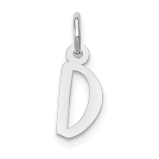 14K White Gold Small Slanted Block Initial D Charm