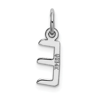 14K White Gold Small Slanted Block Initial E Charm