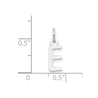 14K White Gold Small Slanted Block Initial E Charm