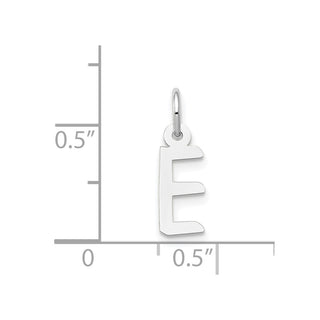 14K White Gold Small Slanted Block Initial E Charm
