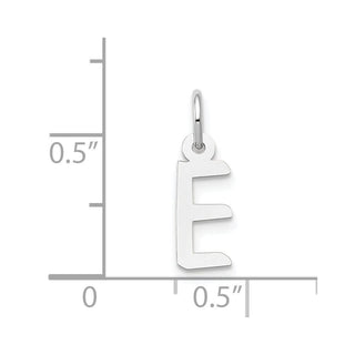 14K White Gold Small Slanted Block Initial E Charm