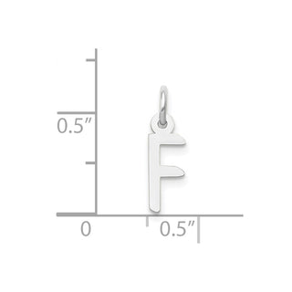 14K White Gold Small Slanted Block Initial F Charm