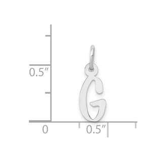 14K White Gold Small Slanted Block Initial G Charm