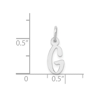 14K White Gold Small Slanted Block Initial G Charm