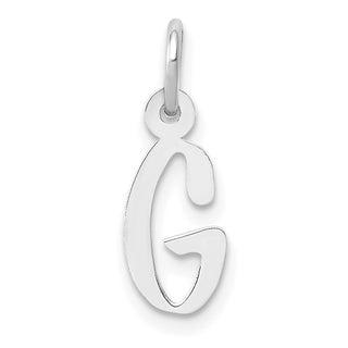 14K White Gold Small Slanted Block Initial G Charm