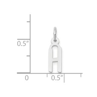 14K White Gold Small Slanted Block Initial H Charm
