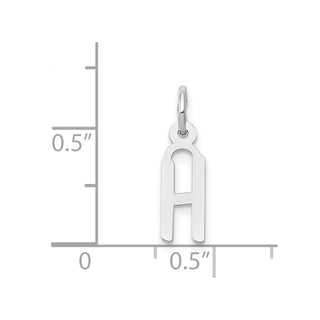 14K White Gold Small Slanted Block Initial H Charm