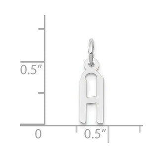 14K White Gold Small Slanted Block Initial H Charm