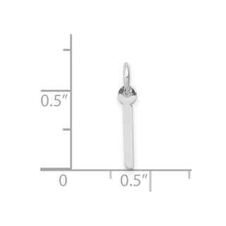 14K White Gold Small Slanted Block Initial I Charm