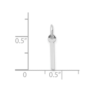 14K White Gold Small Slanted Block Initial I Charm