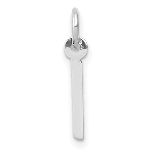 14K White Gold Small Slanted Block Initial I Charm