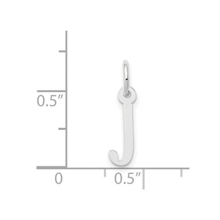 14K White Gold Small Slanted Block Initial J Charm