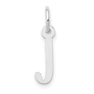 14K White Gold Small Slanted Block Initial J Charm