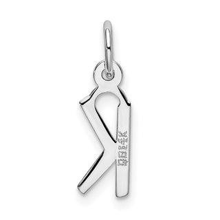 14K White Gold Small Slanted Block Initial K Charm