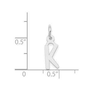 14K White Gold Small Slanted Block Initial K Charm