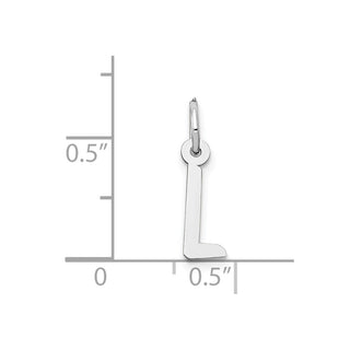 14K White Gold Small Slanted Block Initial L Charm