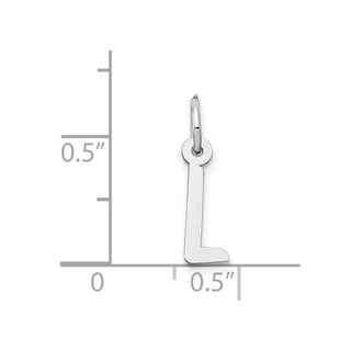 14K White Gold Small Slanted Block Initial L Charm