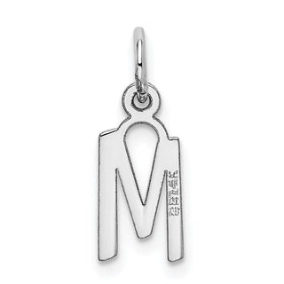 14K White Gold Small Slanted Block Initial M Charm