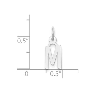 14K White Gold Small Slanted Block Initial M Charm