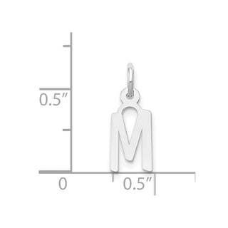 14K White Gold Small Slanted Block Initial M Charm