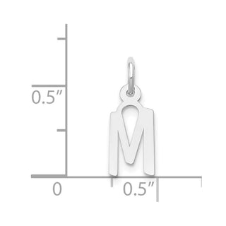 14K White Gold Small Slanted Block Initial M Charm