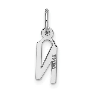 14K White Gold Small Slanted Block Initial N Charm