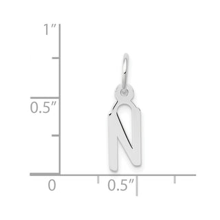 14K White Gold Small Slanted Block Initial N Charm