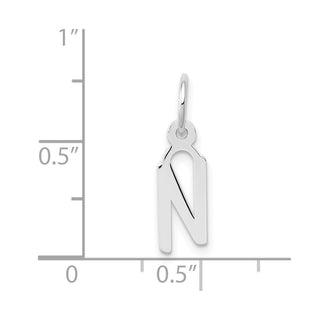 14K White Gold Small Slanted Block Initial N Charm