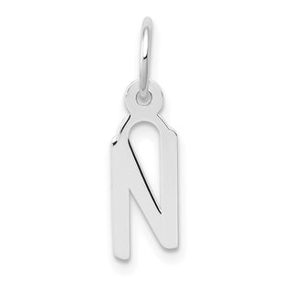 14K White Gold Small Slanted Block Initial N Charm