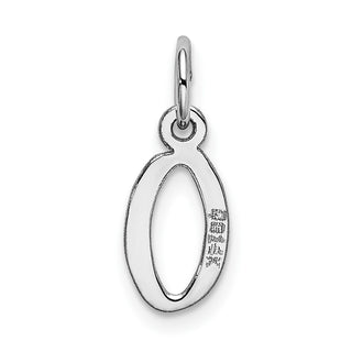 14K White Gold Small Slanted Block Initial O Charm