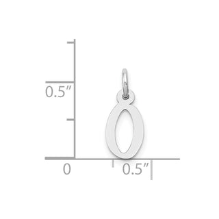 14K White Gold Small Slanted Block Initial O Charm