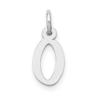 14K White Gold Small Slanted Block Initial O Charm